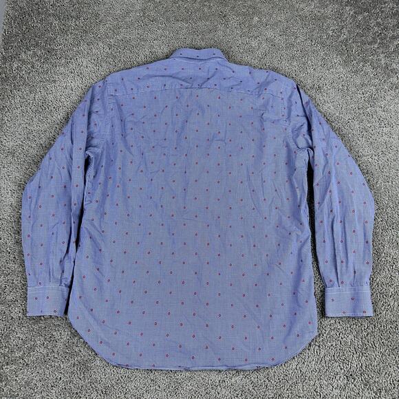 Saks Fifth Avenue Shirt Mens XL Gingham Micro Flower Button Up Made in Italy - Picture 7 of 11